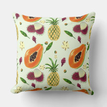 Almofada de lançamento de padrão de frutas tropica