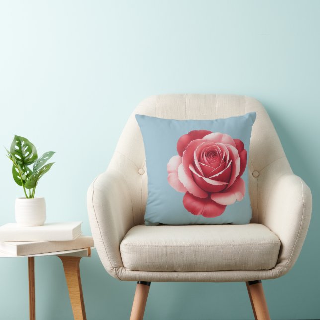 Almofada de lançamento de rosa vermelha moderna em (Cadeira)
