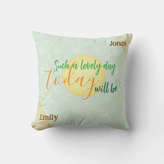 Almofada de lançamento de sol pastel personalizado (Frente)