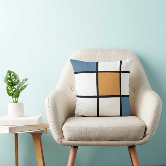 Almofada de lançamento estilo Mondrian azul ouro m (Cadeira)