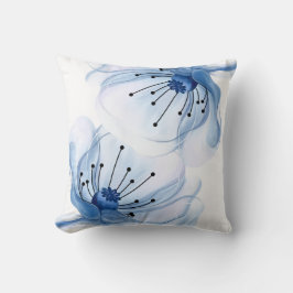 Almofada de lançamento floral de aquarela azul pa