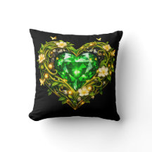 Almofada de lançamento floral em verde esmeralda e