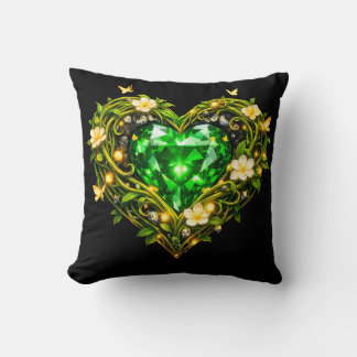 Almofada de lançamento floral em verde esmeralda e
