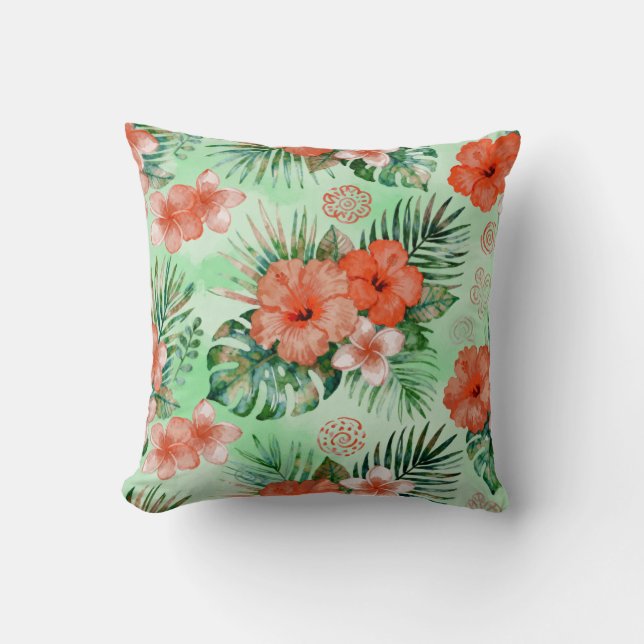 Almofada de lançamento floral tropical macia (Frente)