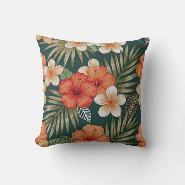 Almofada de lançamento floral tropical ousada (Frente)