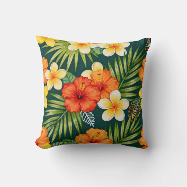Almofada de lançamento floral tropical ousada (Frente)