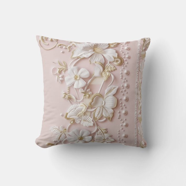 Almofada de lançamento floral vintage rosa (Frente)