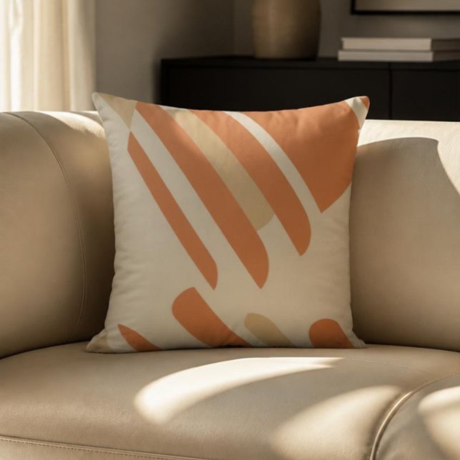 Almofada de lançamento geométrica laranja e creme  (Criador carregado)
