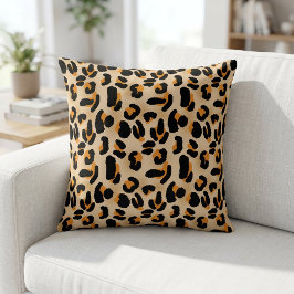 Almofada de lançamento impressa em leopardo preto