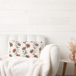 Almofada de lançamento lombar moderna floral terra