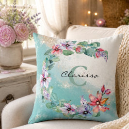 Almofada de lançamento personalizada com floral de