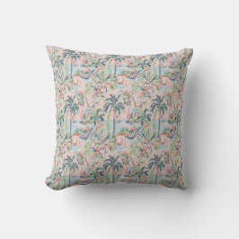 Almofada de lançamento Toile Tropical Rosa e Verde