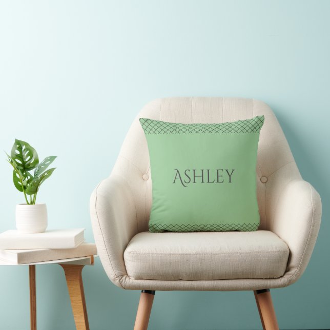 Almofada de lançamento verde pastel personalizada  (Cadeira)
