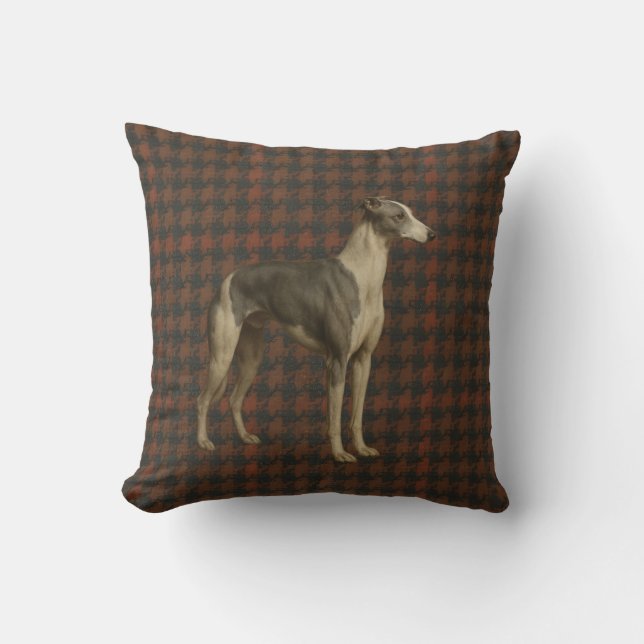 Almofada de lançamento Whippet. Whippet em tweed/x (Frente)