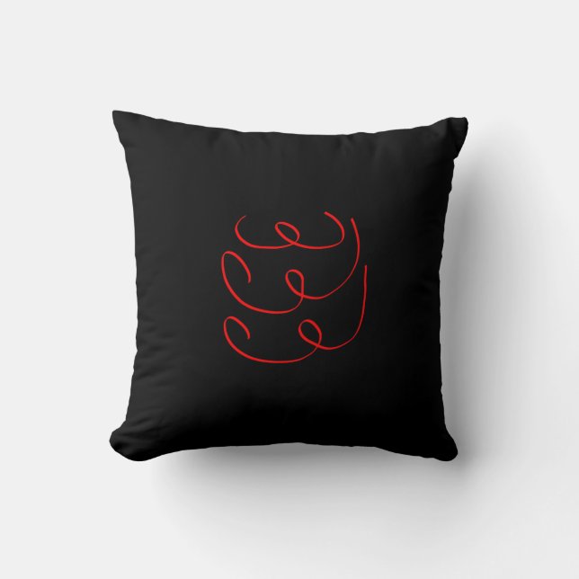 Almofada de Linha C Vermelha Preta Minimalista de  (Frente)