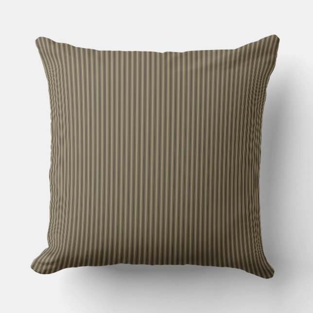 Almofada de Listra de Ticking de Linho Natural (Frente)