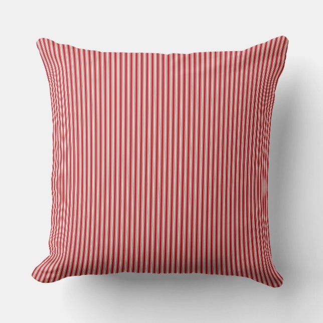 Almofada de Listras de Ticking Vermelho e Branco (Frente)