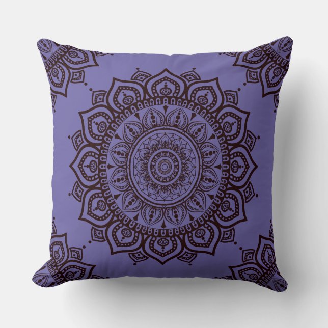 Almofada de mandala boêmia Throw Pillow (Frente)