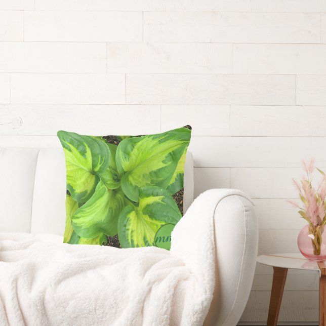 Almofada de Monograma de Folha de Hosta de Jardim  (Sofá)