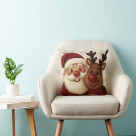 Almofada de Natal Aconchegante com Papai Noel e Re