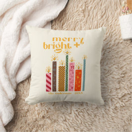 Almofada de Natal Alegre e Brilhante Ilustrada à M