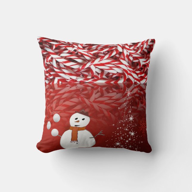 Almofada de Natal Boneco de Neve Hortelã-Pimenta (Frente)