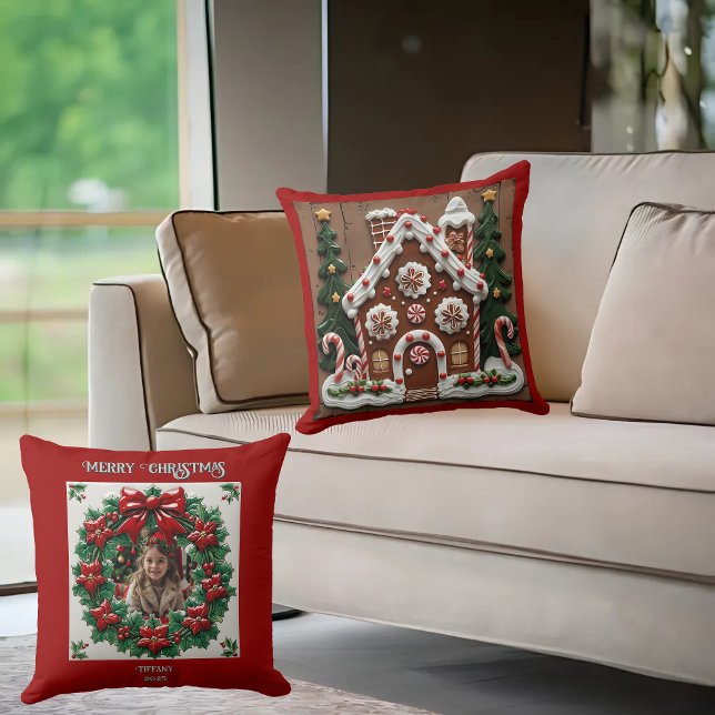 Almofada de Natal Casa de Biscoito de Gengibre (Criador carregado)