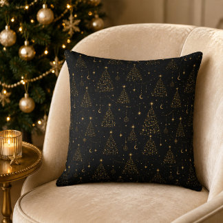 Almofada de Natal Celestial Preto Dourado