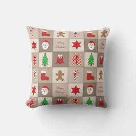 Almofada de Natal com Estampa - Fundo em Tons Bege