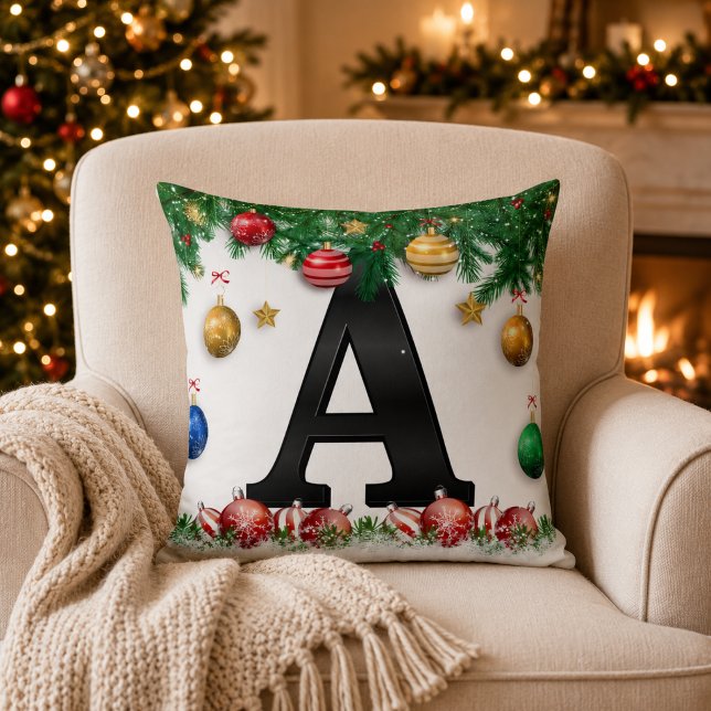 Almofada de Natal com Monograma Personalizado (Criador carregado)