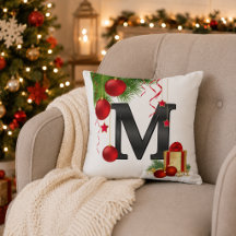 Almofada de Natal com Monograma Personalizado