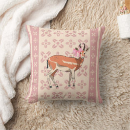 Almofada de Natal com padrão de corça rosa elegant