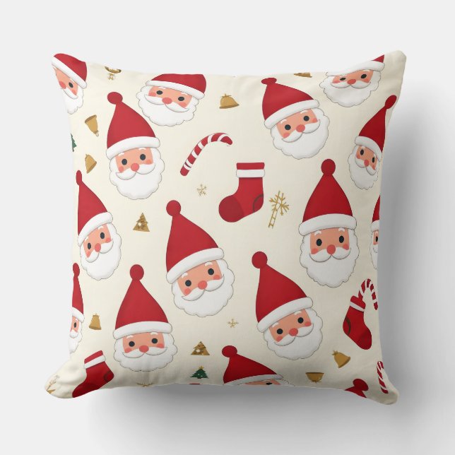 Almofada de Natal com padrão de Papai Noel fofo (Frente)