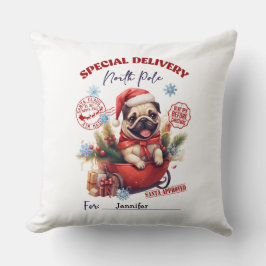 Almofada de Natal com Pug Caprichoso