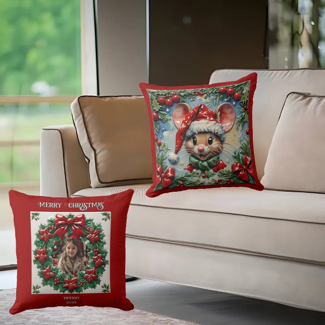 Almofada de Natal com Rato Curioso (Criador carregado)