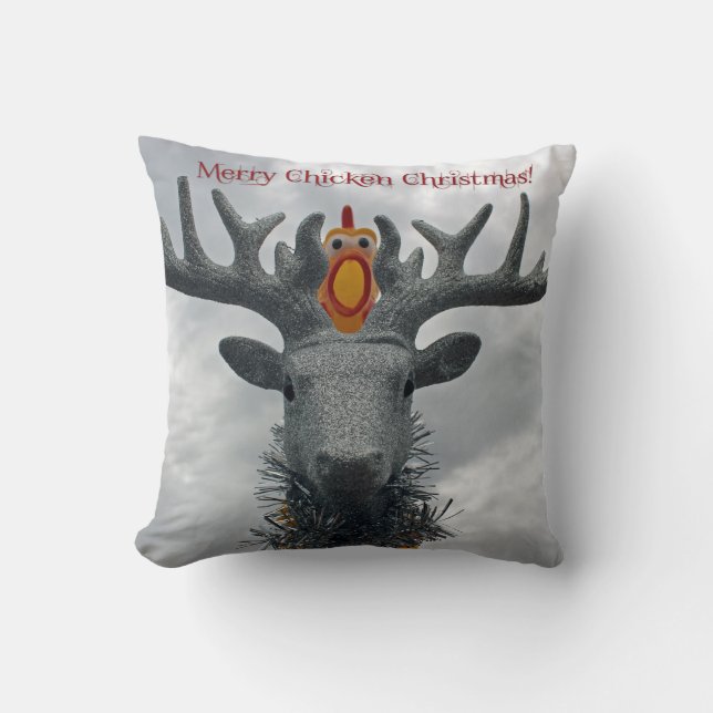 Almofada de Natal de Frango Alegre Divertida! (Frente)