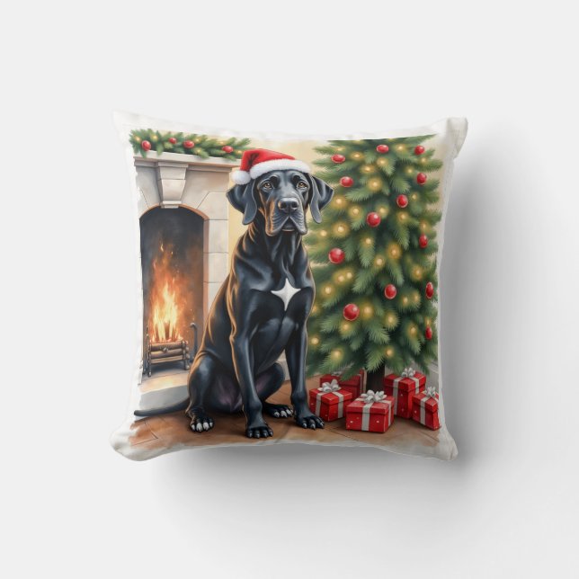 Almofada de Natal de impressionante Dogue Alemão (Frente)