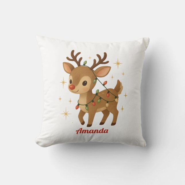 Almofada de Natal de Renas Caprichosas Personaliza (Frente)