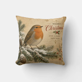 almofada de natal do robin vintage