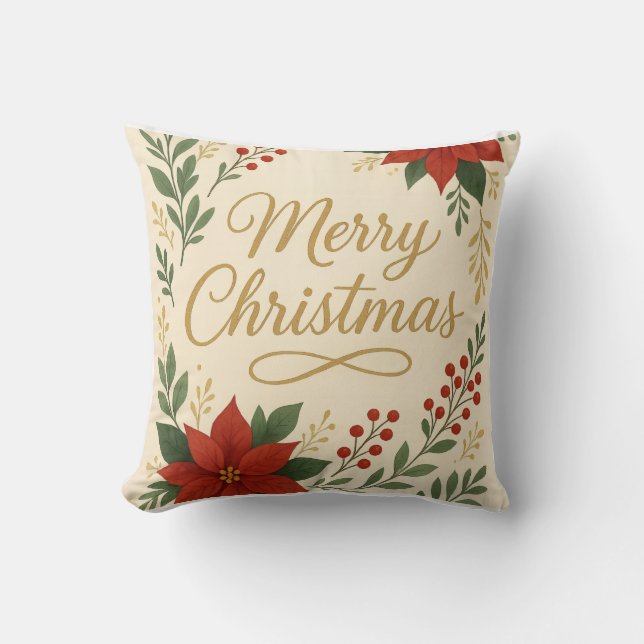 Almofada de Natal Elegante Merry Christmas (Frente)