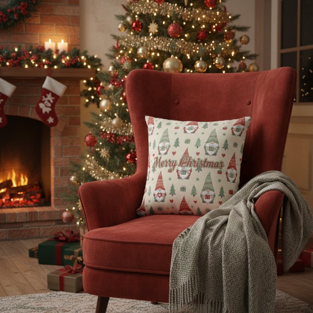 Almofada de Natal Escandinava Aconchegante com Gno (Criador carregado)