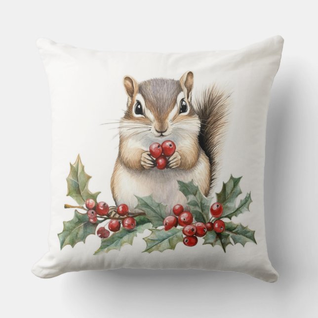 Almofada de Natal Esquilo Fofo (Frente)