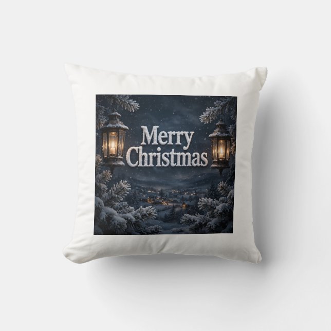 Almofada de Natal Lanternas Feliz Natal (Frente)
