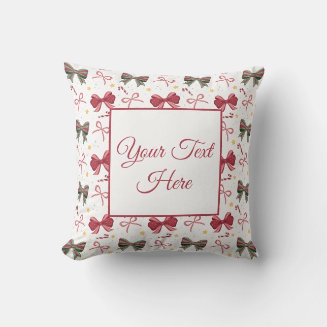 Almofada de Natal Personalizada Com Laços Fofos (Frente)