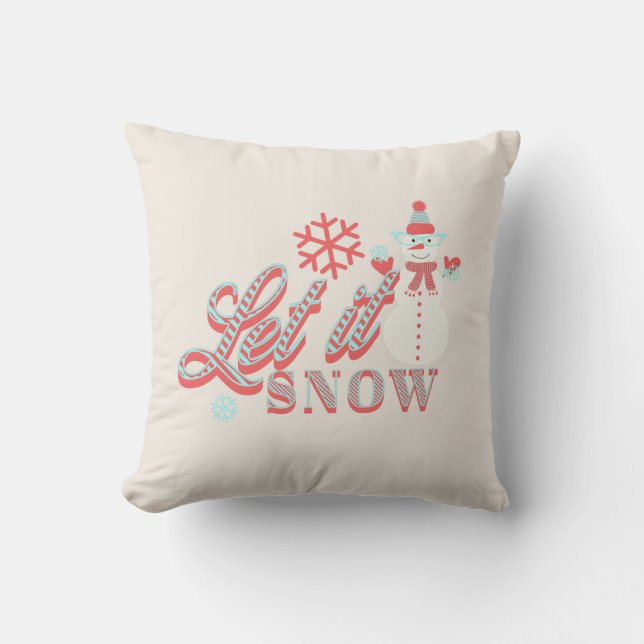 Almofada de Natal Retro Boneco de Neve Deixe Nevar (Frente)