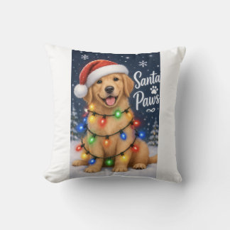 Almofada de Natal Santa Paws Retriever Dourado