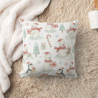 Almofada de Natal Ursos Polares & Pinguins Fofos