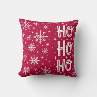 Almofada de Natal Vermelha com Floco de Neve Ho Ho