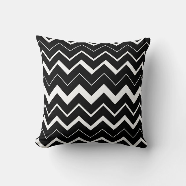 Almofada de padrão Chevron branco preto 2in1 (Frente)