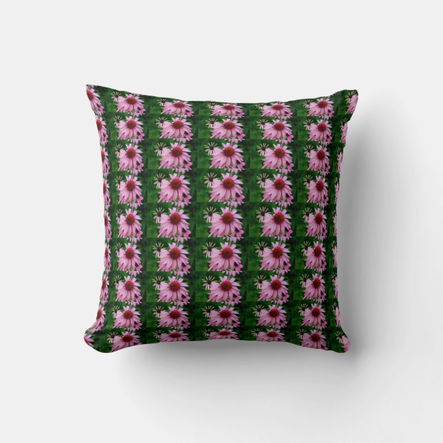almofada de padrão de flor de equinácea rosa (Frente)